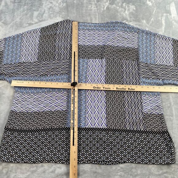 Chico's Top Womens 3 Blue Purple Geo Brit Geometric Relaxed Fit Flutter Sleeve - Picture 8 of 16